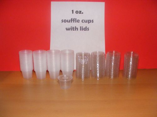 Lot of 125 - souffle, shot, dixie, portion disposable cups 1 oz. with lids for sale