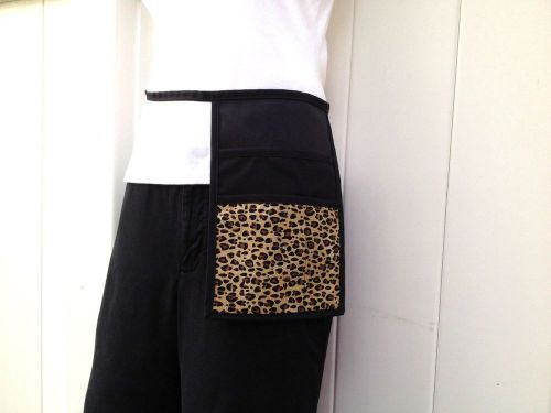 BLACK  1 POCKET  cheetah  HIP BARTENDER, WAITRESS WAIST APRON RESTAURANT