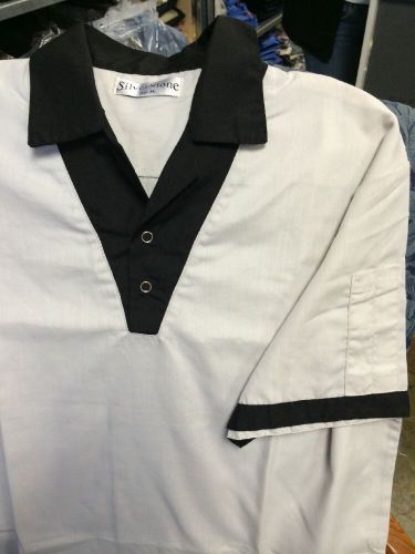 Chef Economy Kitchen Shirt Silver Stone Restaurant Snap Button Uniform XL NWT
