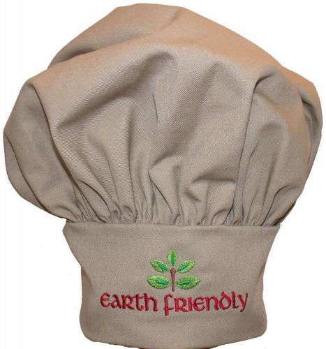 Khaki Earth Friendly Child Size Chef Hat Adjustable Velcro Earth Day Monogram