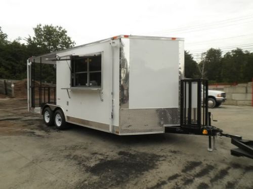 Concession trailer 8.5&#039;x18&#039; catering bbq smoker event (white) for sale
