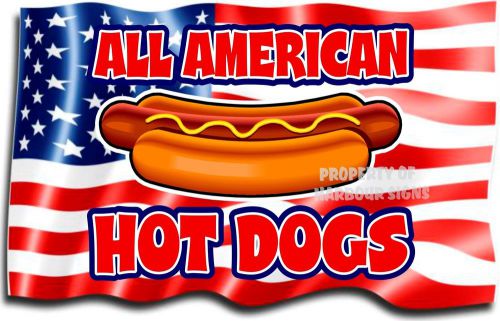 All American Hot Dogs Concession Hotdog Cart Food Truck Restaurant Decal 14&#034;