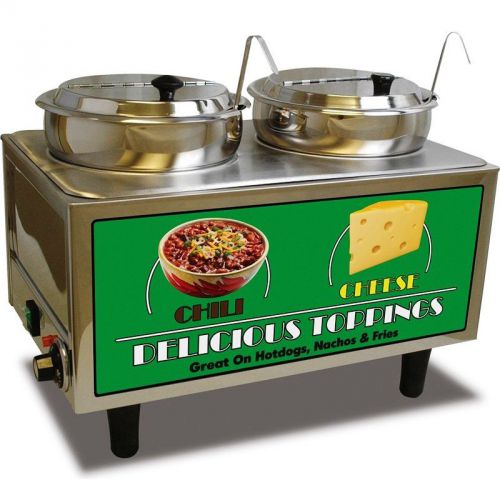 Nacho cheese &amp; chili tabletop warmer &amp; server - heated concession merchandiser for sale