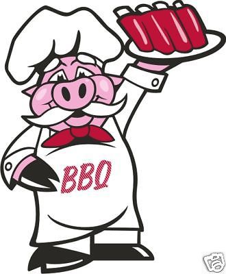 BBQ Barbeque Pork Pig Restaurant Food Sign Decal 14&#034;