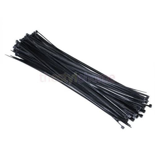 100 black plastic cable wire zip ties 11.6&#039;&#039;  free ship for sale