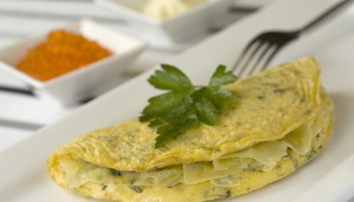 Herb Omelette with Yoghurt and Salmon Roe  Recipe