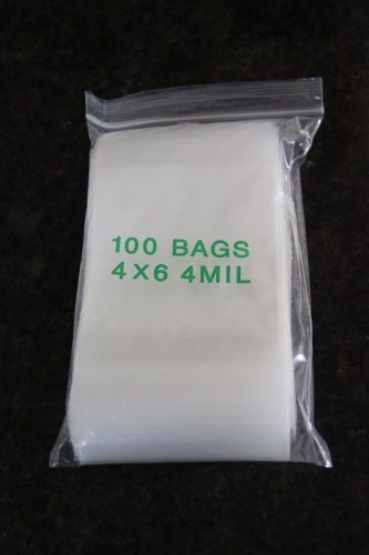 100 X ( 4 X 6 ) 4 MIL POLY BAGS CLEAR W WHITE WRITING PATCH RESEALABLE