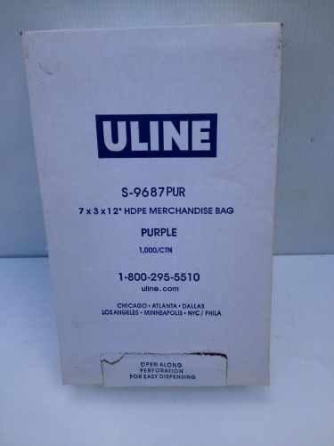 REDUCED-Box of  1000 U-LINE Purple Merchandise bags ,S-9687 PUR, Size 7 x 3 x 12