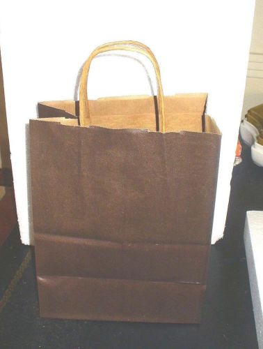500 (250x2) Chocolate Brown Kraft PAPER RETAIL GIFT BAGS 8x5x10, w/handle