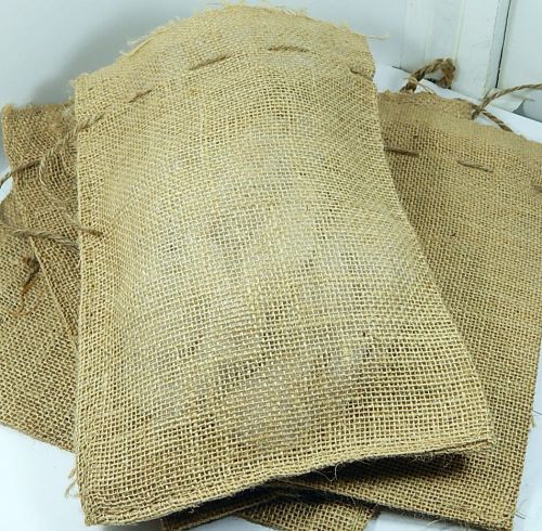 6 each of 8&#034; x 12&#034; Eco-Friendly 10 oz Burlap Bags w/Jute Drawstring Gift Bags