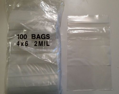 100 4&#034;x6&#034; ZIPLOCK BAGS White 2MIL Small POLY BAG RECLOSABLE BAGS Plastic Baggies