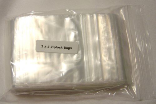 100 3&#034; x 3&#034; CLEAR POLY PLASTIC ZIP TOP ZIPLOCK BAGS