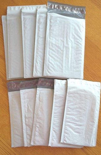 Mixed Lot #00 &amp; #000 Poly Bubble Mailers lot of 10  5 X10 &amp; 4 X 8 Self Sealing