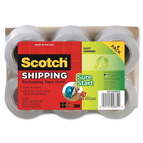 3M Scotch DP-1000 Easy Grip Shipping Package Mailing Clear Tape Refill 6 Rolls