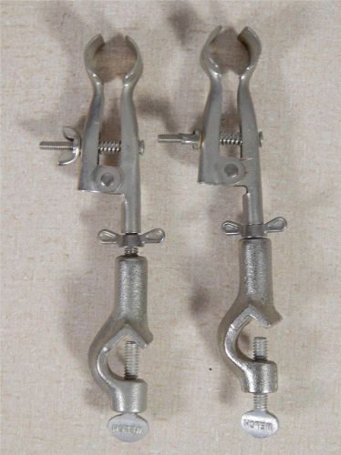 2 VINTAGE LAB TEST TUBE CLAMPS WELCH Cast Alloy Chemistry Lab Industrial