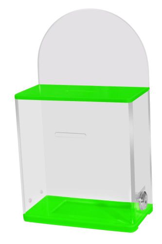 Acrylic charity donation suggestion box with lock and 2 key&#039;s ac-03 green for sale