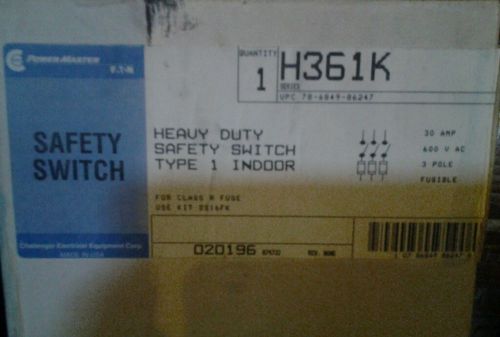 CUTLER HAMMER 3 POLE 30 AMP HEAVY DUTY FUSED SAFETY SWITCH 600V (H361K)