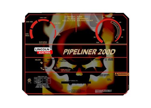 Lincoln Arc Welder  L-11952 Pipeliner 200D Control Plate With Skull In Flames