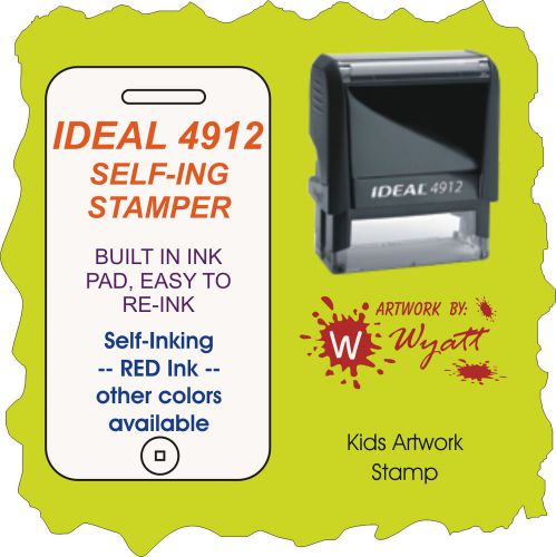 Kids Artwork Stamp, Kids Address, Self Inking Rubber Stamp 4912, Red Ink