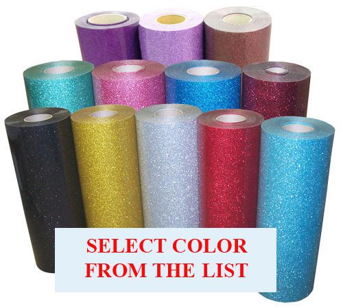 5rolls pack 20”x3ft Heat Transfer Vinyl Glitter,12 color choice for Cutter,Press