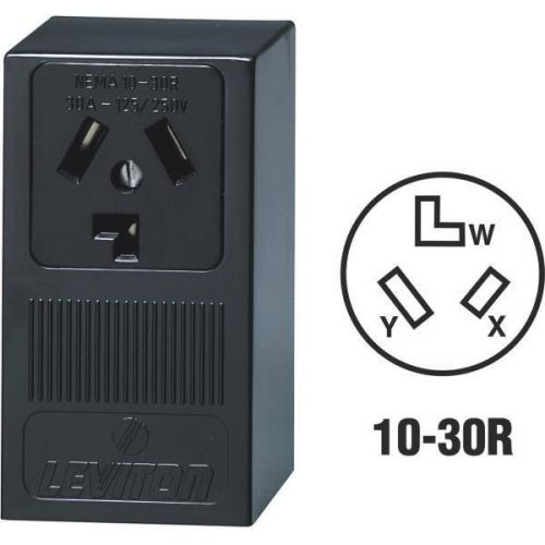 Leviton 5054 Black Dryer Power Outlet-SURFACE DRYER OUTLET