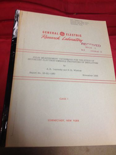 VINTAGE LAB GE 1962 PULSE SECONDARY ELECTRON EMISSION PROPERTIES OF INSULATORS