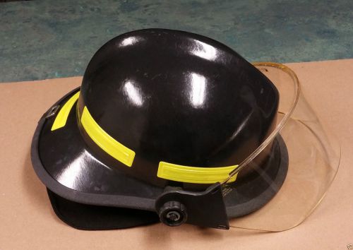 FIRE-DEX 911 Modern Black Fire Helmet w/ Shield ~ Fiberglass &amp; NOMEX