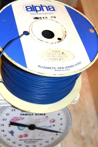 ALPHA 1555 PVC HOOKUP WIRE 18 AWG STRANDED ~95% of 1000 FT SPOOL NEW BLUE