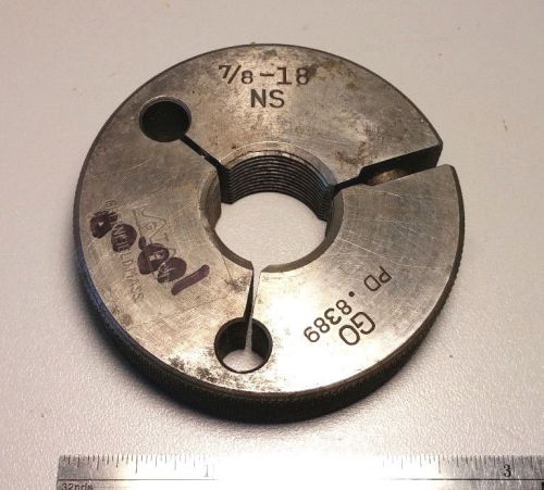 7/8 18 ns go thread ring gage machine shop inspection tooling .875 pd .8389 for sale