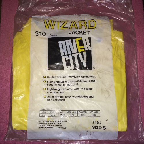 **new** river city wizard pvc nylon rain coat jacket with hood 310j size small for sale