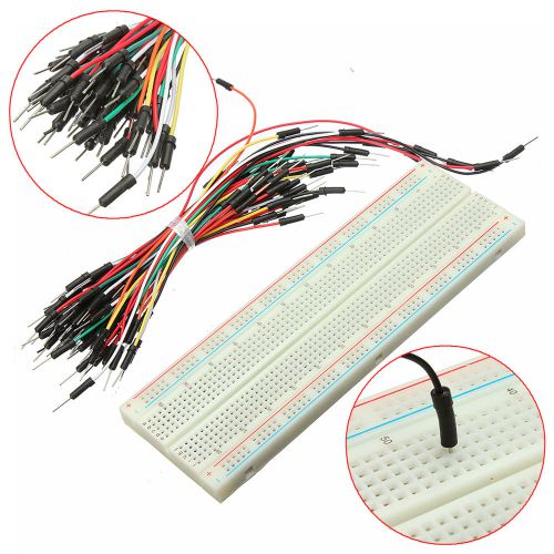 Mb102 830 points solderless pcb breadboard mb-102 &amp; 65pcs m/m jumper wires cable for sale
