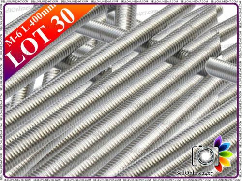30 pieces a2 stainless steel m6 threaded bar rod studding - 400mm for sale