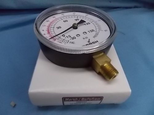 Marsh bellofram w0032 30&#034; hg x 150 psi gauge, new for sale