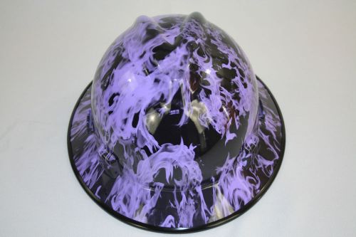 New custom msa v-gard (full brim) hard hat w/fas-trac ratchet purplenaughty fire for sale