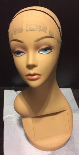Tan Female Mannequin Head w/ Partial Chest Wig Hat Sunglasses Retail Display