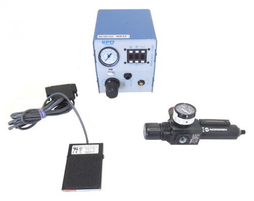 Nordson efd ultra 1400 fluid dispenser &amp; foot pedal &amp; filter regulator/ warranty for sale