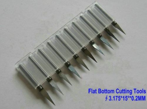 10 pcs 15degree 0.2mm Flat Bottom CNC Router Bits cutting Carving Tools 1/8