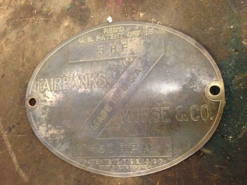 Fairbanks Morse Hit And Miss Gas Engine Great Brass Name Plate