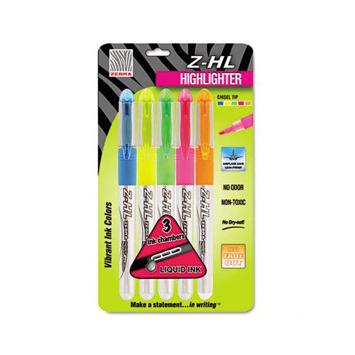 Zebra Pen Corporation Z-Hl Three-Chamber Liquid Highlighter, Chisel Tip