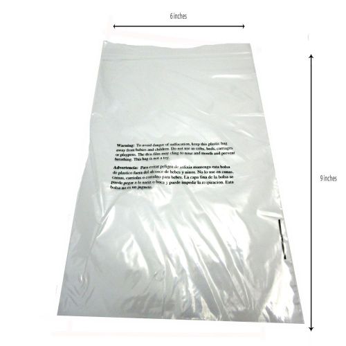 Resealable Poly Bags with Suffocation Warning 6 x 9 - 2ml - Pack of 1000 Bags