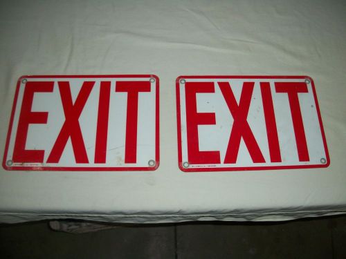 Lot of 2,Vintage Metal Exit Exit Sign with Red Letters MANCAVE / GARAGE DECOR