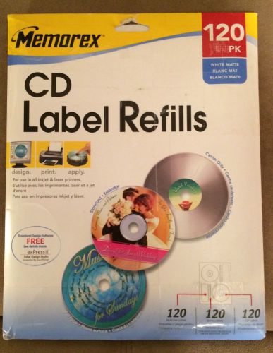 NEW Genuine Memorex CD Labels Refills Pack of 120 Matte White