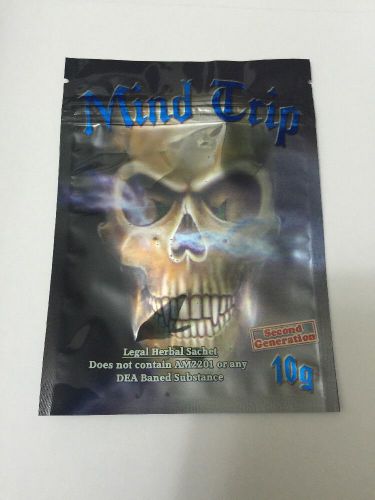 100 Mind Trip 2nd10g EMPTY  mylar ziplock bags (good for crafts incense jewelry)