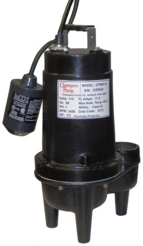 Champion Pump CPW5-12 H 1/2 HP up to 109 GPM with 25 foot head w/ Float Switch