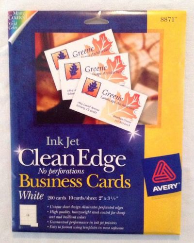 New! AVERY High Quality InkJet Business Cards-Clean Edge-200 2&#034; x 3.5&#034; #8871