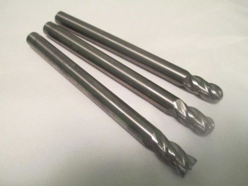 3 Brand New Solid Carbide Extended Length 1/2&#034; End mills.