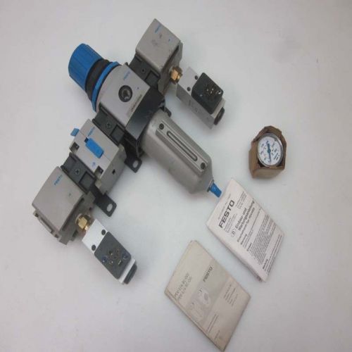 Festo pneumatic filter assembly unit w/filter, pressure switches &amp; lockout valve for sale
