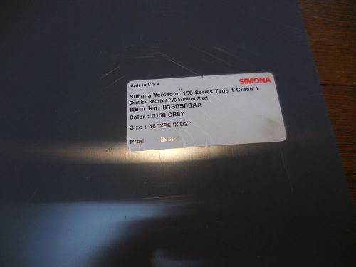 1/2&#034; PVC Grey Plastic Sheet 11 7/8&#034; x 13 5/8&#034; Type 1 Grade 1 Chemical Resistant