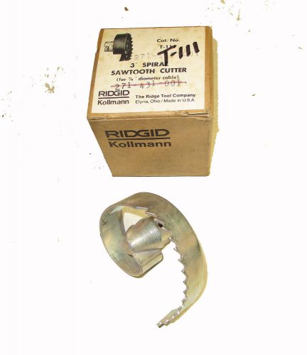 New ridgid kollmann #62925  t-111  spiral sawtooth cutter 3&#034; - 7/8&#034; cable for sale
