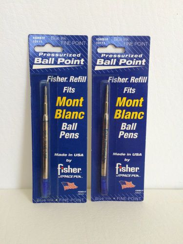 2 FISHER MONT BLANC Ballpoint Blue Ink Fine Point Refills - New